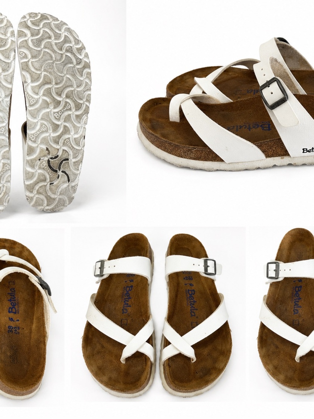 Betula by Birkenstock White crisscross Buckle Sandals